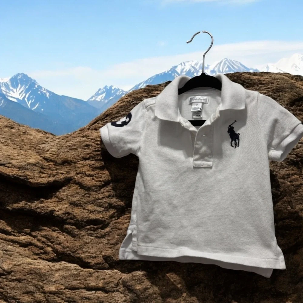 Ralph Lauren White Polo Shirt with Embroidered Logo size 12 months